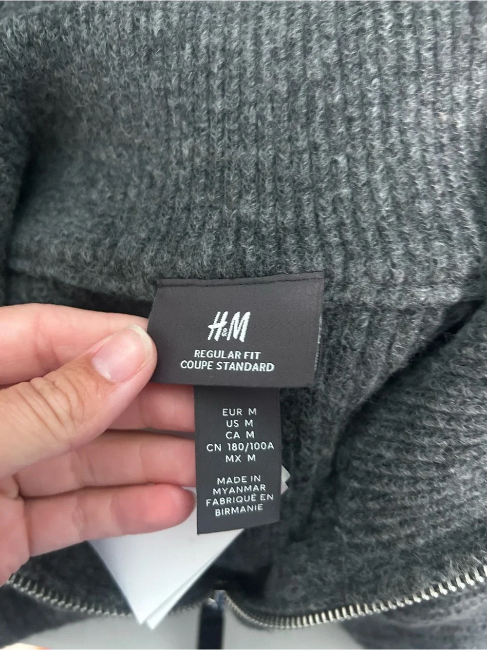 H&M Wool Blend Full Zip Knit Sweater Men’s Medium Gray